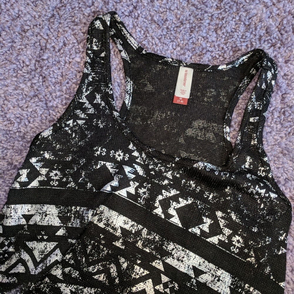 Black and Silver Printed Tank Top NWOT